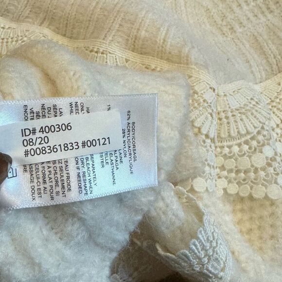 EXPRESS Tiered Lace Ribbed Wool Blend Sweater Pullover - Picture 11 of 13